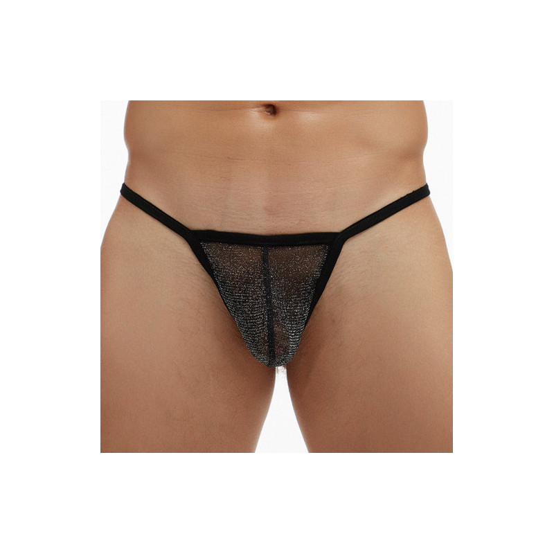 MenSexyWear String Visibly Noir pailleté